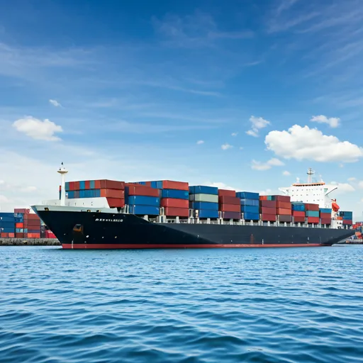 Cargo ship, shipping containers, global port logistics
